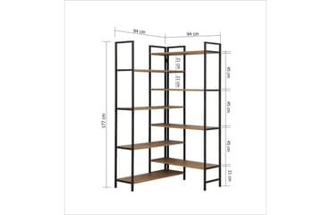 Kirjahylly Edra 94 cm - Ruskea/Musta - Säilytys - Hylly - Kirjahylly