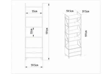 Kirjahylly Fridaria 60x35 cm 5 hyllyä - Valkoinen - Säilytys - Hylly - Kirjahylly