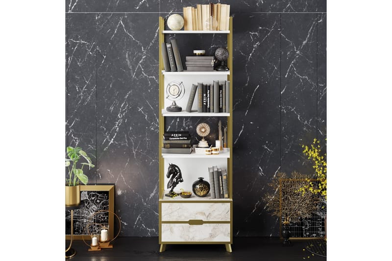 Kirjahylly Fridaria 60x35 cm 5 hyllyä - Valkoinen - Säilytys - Hylly - Kirjahylly