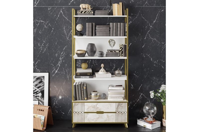 Kirjahylly Fridaria 89x35 cm 5 hyllyä - Valkoinen - Säilytys - Hylly - Kirjahylly