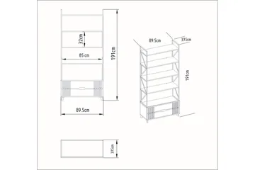 Kirjahylly Fridaria 89x35 cm 5 hyllyä - Valkoinen - Säilytys - Hylly - Kirjahylly