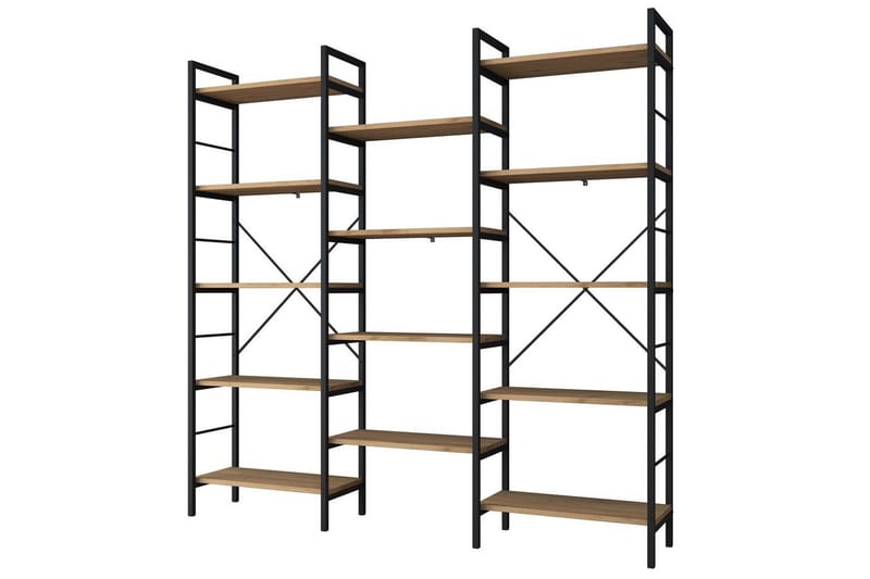 Kirjahylly Goldmere Pähkinäpuu / Musta - Ruskea/Musta - Säilytys - Hylly - Kirjahylly