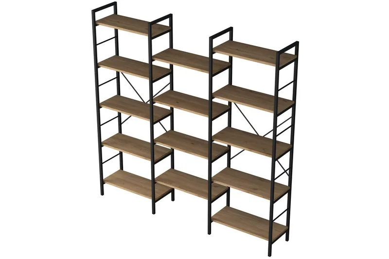 Kirjahylly Goldmere Pähkinäpuu / Musta, Ruskea/Musta