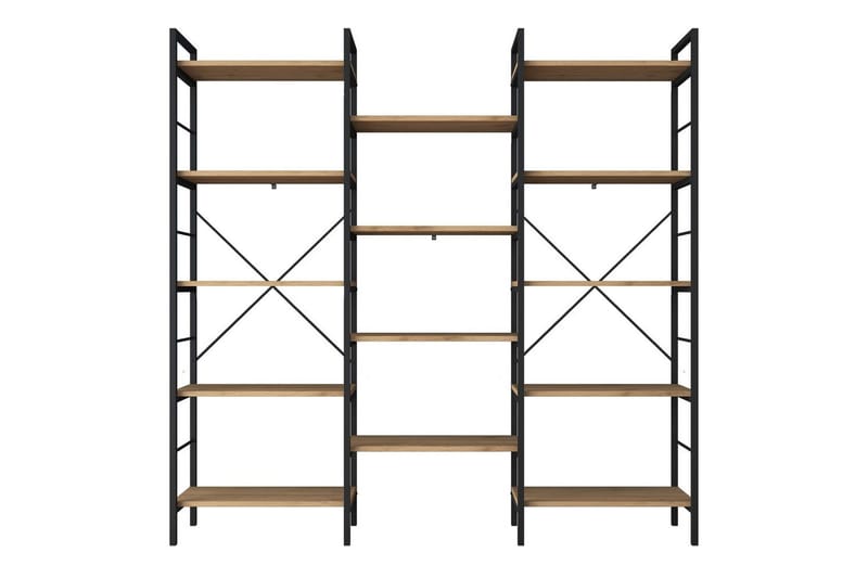 Kirjahylly Goldmere Pähkinäpuu / Musta - Ruskea/Musta - Säilytys - Hylly - Kirjahylly