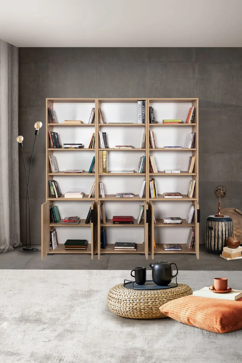 Kirjahylly Hanah Home Evora Wide (180 x 187 x 30 cm) Tammi - Sapphire Oak - Säilytys - Hylly - Kirjahylly