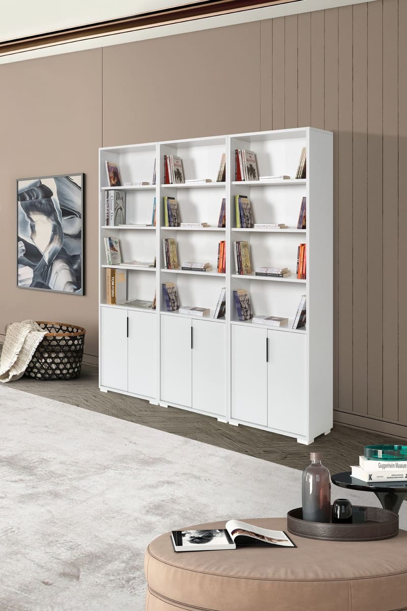 Kirjahylly Hanah Home Evora Wide (180 x 187 x 30 cm) Valkoinen - Valkoinen - Säilytys - Hylly - Kirjahylly