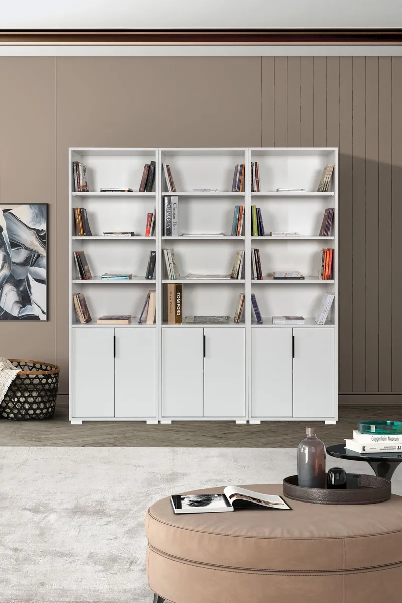Kirjahylly Hanah Home Evora Wide (180 x 187 x 30 cm) Valkoinen, Valkoinen