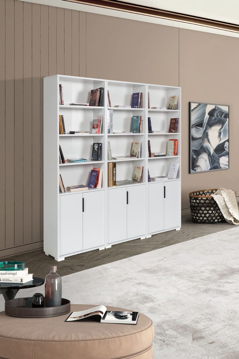 Kirjahylly Hanah Home Evora Wide (180 x 187 x 30 cm) Valkoinen - Valkoinen - Säilytys - Hylly - Kirjahylly