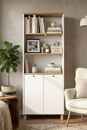 Kirjahylly Hanah Home Nord (69,5 x 180 x 32 cm) Valkotammi - Valkoinen ja tammi - Säilytys - Hylly - Kirjahylly