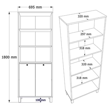 Kirjahylly Hanah Home Nord (69,5 x 180 x 32 cm) Valkotammi - Valkoinen ja tammi - Säilytys - Hylly - Kirjahylly