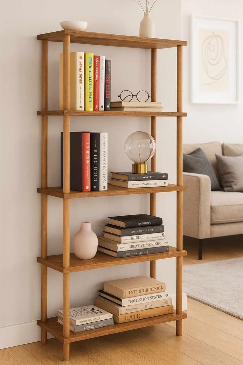Kirjahylly Hanah Home Pika Shelf (60 x 136 x 25 cm) Mänty - Mänty - Säilytys - Hylly - Kirjahylly