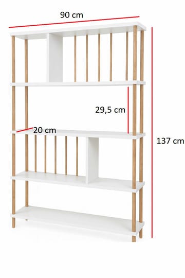 Kirjahylly Hanah Home Peka Tall (90 x 137 x 20 cm) Valkoinen - Valkoinen - Säilytys - Hylly - Kirjahylly