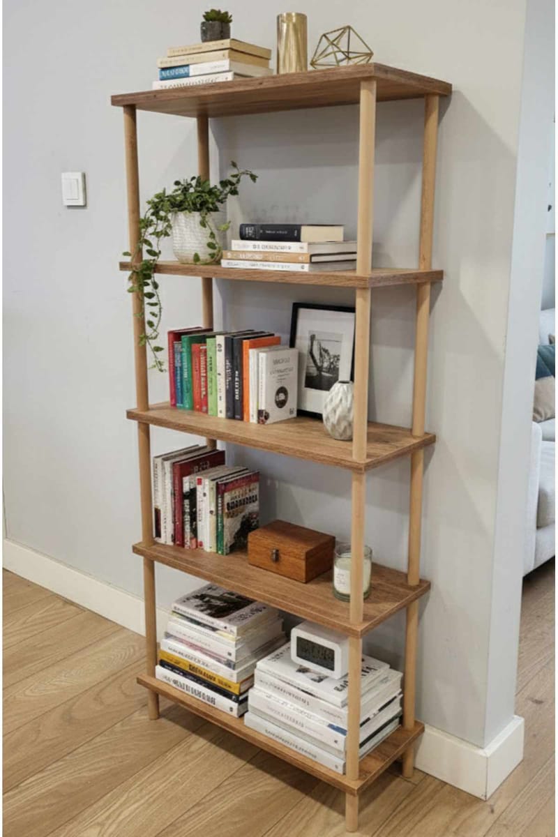 Kirjahylly Hanah Home Pika Shelf (60 x 136 x 25 cm) Mänty - Mänty - Säilytys - Hylly - Kirjahylly