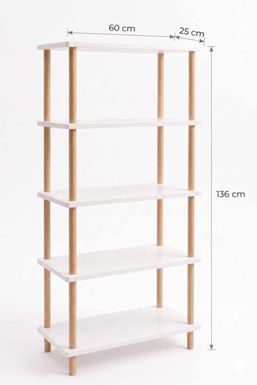 Kirjahylly Hanah Home Pika Shelf (60 x 136 x 25 cm) Valkoinen - Valkoinen - Säilytys - Hylly - Kirjahylly