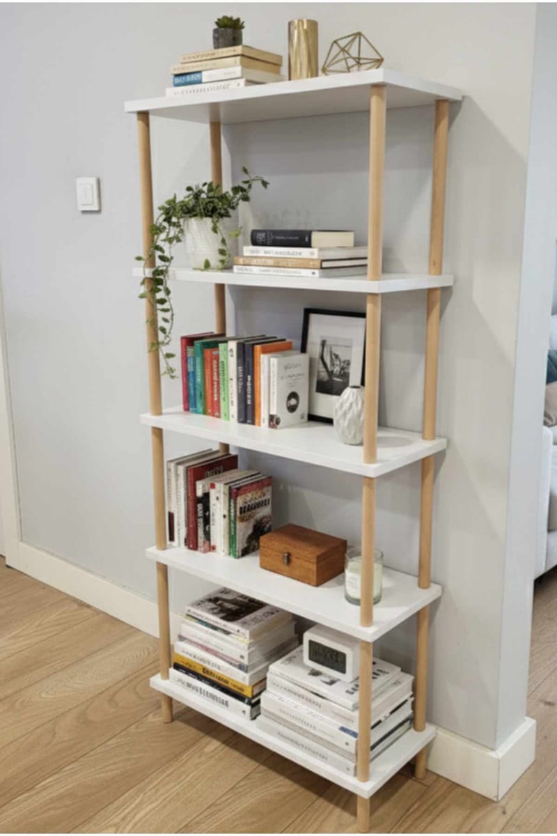 Kirjahylly Hanah Home Pika Shelf (60 x 136 x 25 cm) Valkoinen - Valkoinen - Säilytys - Hylly - Kirjahylly