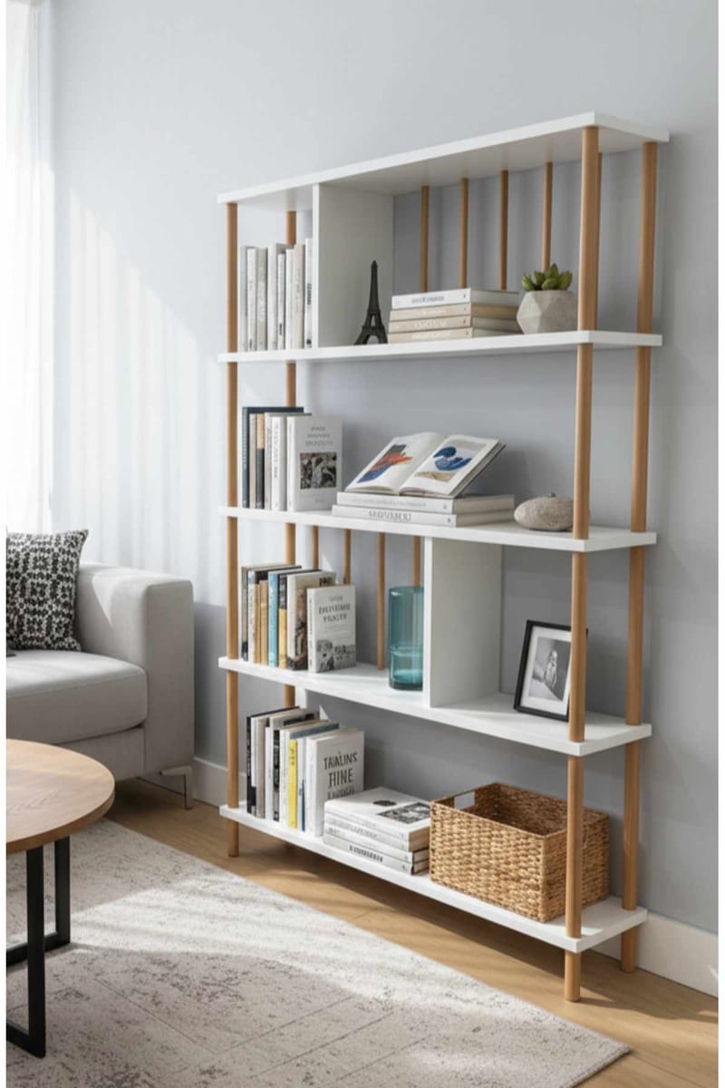 Kirjahylly Hanah Home Peka Tall (90 x 137 x 20 cm) Valkoinen - Valkoinen - Säilytys - Hylly - Kirjahylly