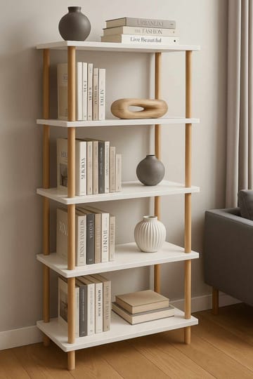 Kirjahylly Hanah Home Pika Shelf (60 x 136 x 25 cm) Valkoinen - Valkoinen - Säilytys - Hylly - Kirjahylly