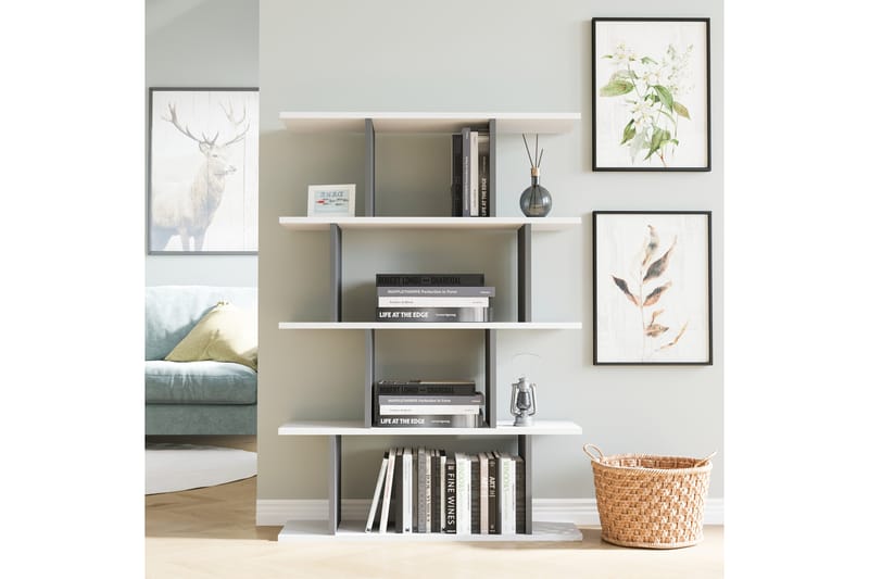 Kirjahylly Harmona 90x25 cm - Valkoinen/Antrasiitti - Säilytys - Hylly - Kirjahylly