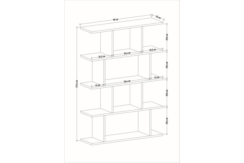 Kirjahylly Harmona 90x25 cm - Valkoinen/Luonnonväri - Säilytys - Hylly - Kirjahylly