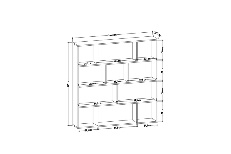 Kirjahylly Hodbi 145x25 cm - Puu/Luonnonväri - Säilytys - Hylly - Kirjahylly