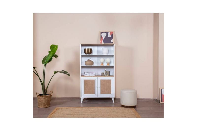 Kirjahylly Jatinder valkoinen / tammi - Valkoinen - Säilytys - Hylly - Kirjahylly