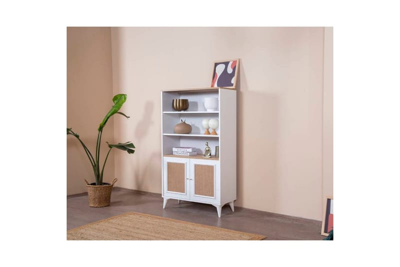 Kirjahylly Jatinder valkoinen / tammi - Valkoinen - Säilytys - Hylly - Kirjahylly