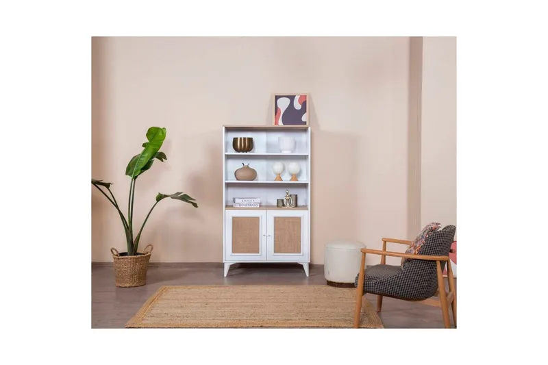 Kirjahylly Jatinder valkoinen / tammi - Valkoinen - Säilytys - Hylly - Kirjahylly