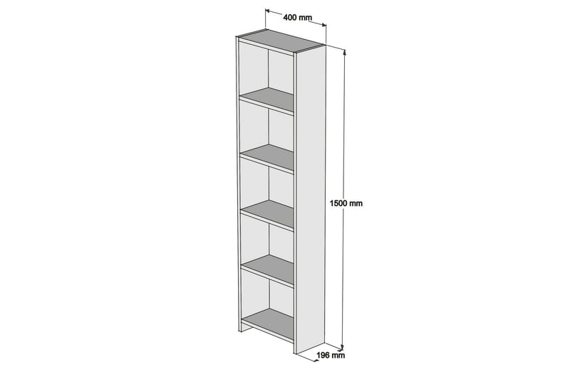 Kirjahylly Jovell 150 cm - Valkoinen - Kirjahylly - Hylly