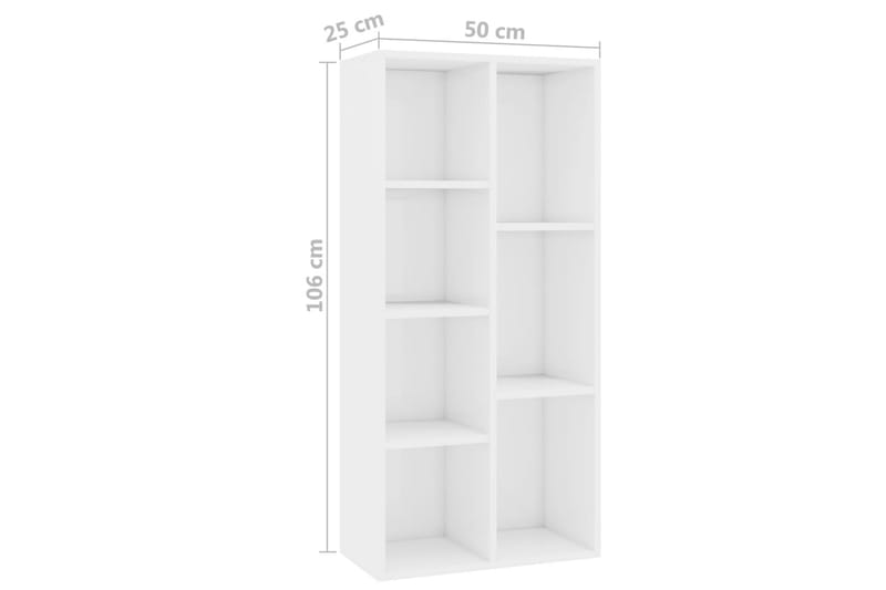 Kirjahylly korkeakiilto valkoinen 50x25x106 cm lastulevy - Säilytys - Hylly - Kirjahylly