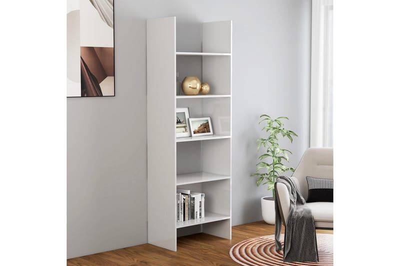 Kirjahylly korkeakiilto valkoinen 60x35x180 cm lastulevy - Säilytys - Hylly - Kirjahylly