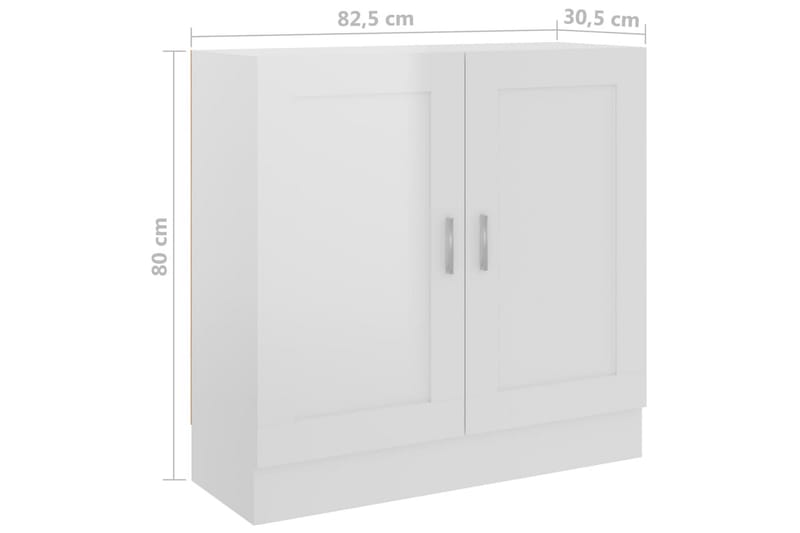 Kirjahylly korkeakiilto valkoinen 82,5x30,5x80 cm lastulevy - Valkoinen - Säilytys - Hylly - Kirjahylly
