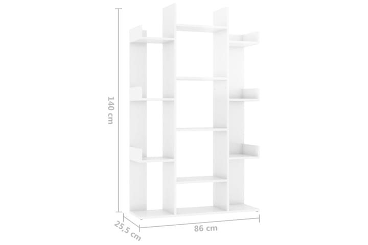 Kirjahylly korkeakiilto valkoinen 86x25,5x140 cm lastulevy - Valkoinen - Kirjahylly - Hylly