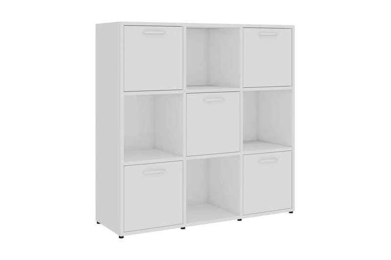 Kirjahylly korkeakiilto valkoinen 90x30x90 cm lastulevy - Valkoinen - Säilytys - Hylly - Kirjahylly