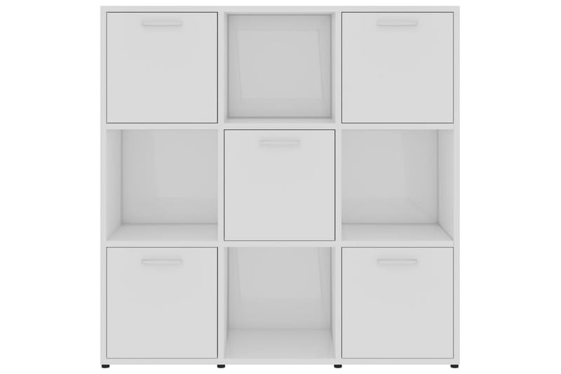 Kirjahylly korkeakiilto valkoinen 90x30x90 cm lastulevy - Valkoinen - Säilytys - Hylly - Kirjahylly