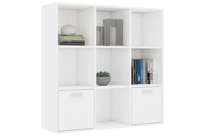 Kirjahylly korkeakiilto valkoinen 98x30x98 cm lastulevy - Valkoinen - Säilytys - Hylly - Kirjahylly