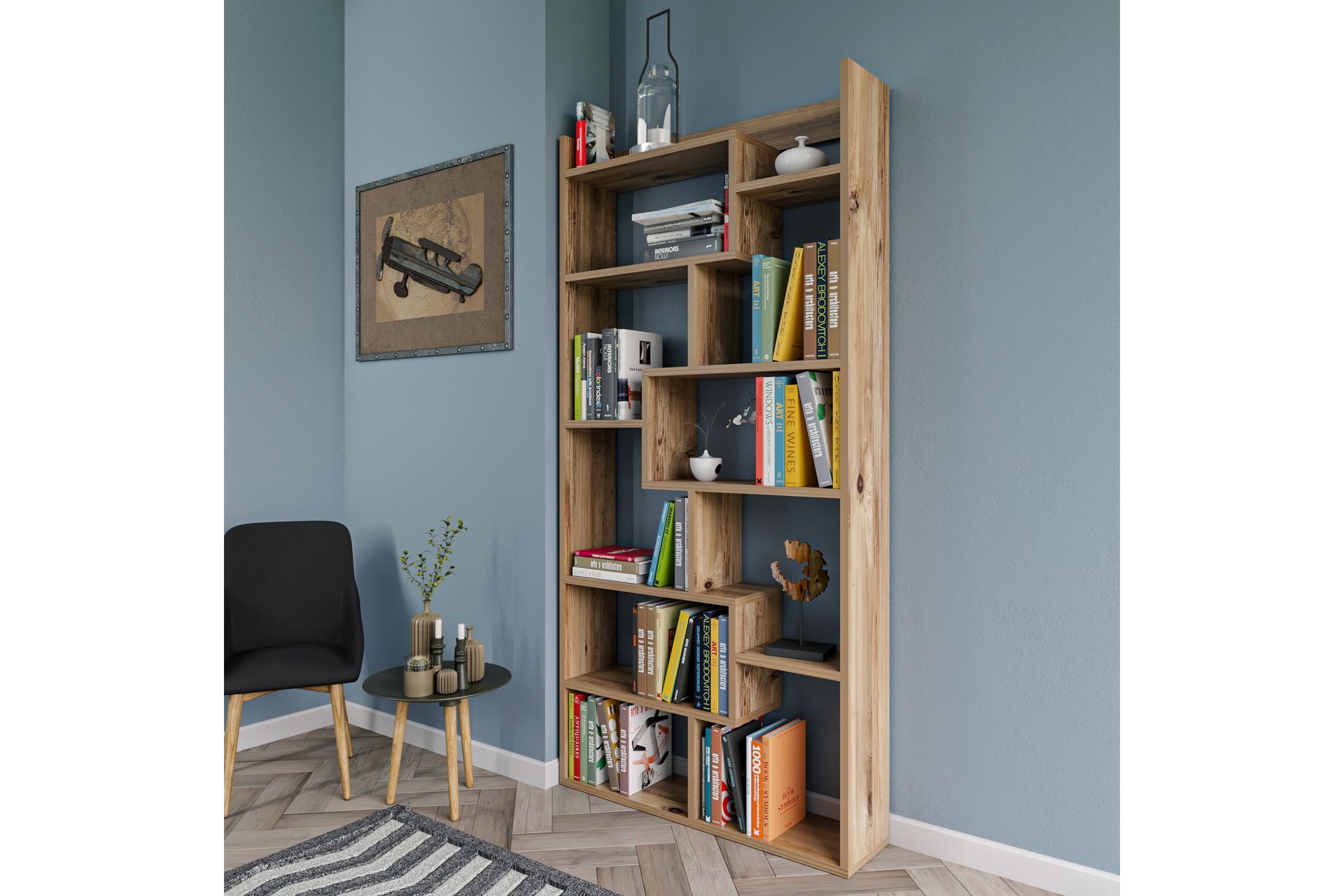 Kirjahylly Kuttap 90x22 cm 5 hyllyä - Luonnonväri - Säilytys - Hylly - Kirjahylly