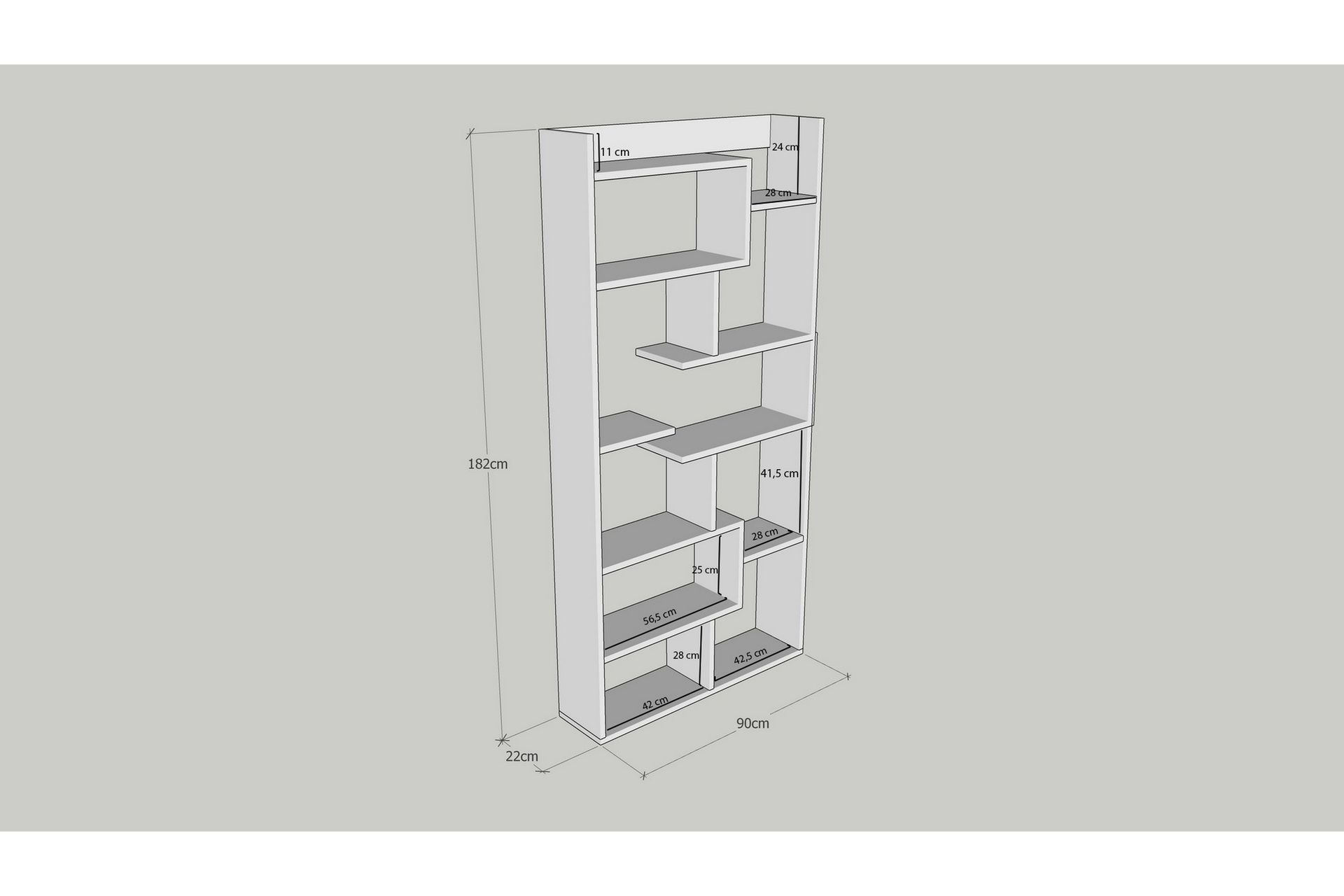 Kirjahylly Kuttap 90x22 cm 5 hyllyä - Luonnonväri - Säilytys - Hylly - Kirjahylly