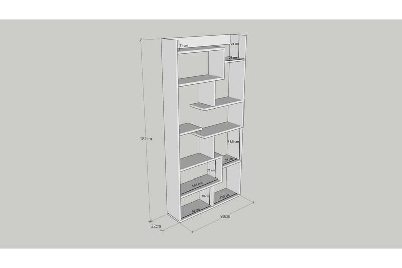 Kirjahylly Kuttap 90x22 cm 5 hyllyä - Luonnonväri - Säilytys - Hylly - Kirjahylly