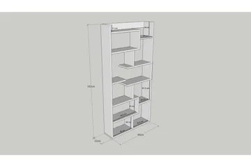 Kirjahylly Kuttap 90x22 cm 5 hyllyä - Luonnonväri - Säilytys - Hylly - Kirjahylly