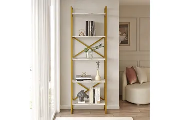 Kirjahylly Lannia 58 cm - Marmori/Kulta - Säilytys - Hylly - Kirjahylly
