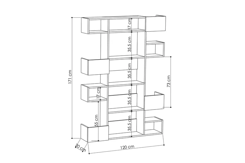 Kirjahylly Lindome 120 cm - Valkoinen - Säilytys - Hylly - Kirjahylly