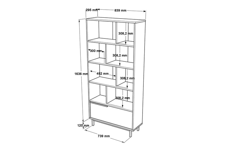 Kirjahylly Liyakat 83,9 cm - Tammi - Säilytys - Hylly - Kirjahylly