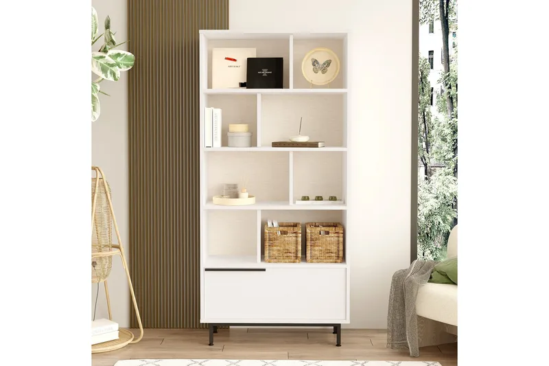 Kirjahylly Liyakat 83,9 cm - Valkoinen - Säilytys - Hylly - Kirjahylly