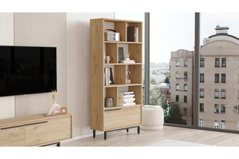 Kirjahylly Liyakat 83,9 cm - Pähkinä - Säilytys - Hylly - Kirjahylly