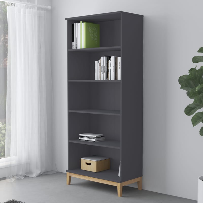 Kirjahylly Loft24 Pelle Harmaa/Wotan-tammi - Harmaa/Wotan-tammi - Säilytys - Hylly - Kirjahylly