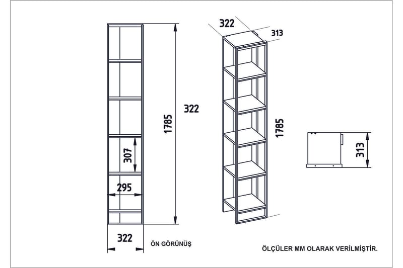 Kirjahylly Mangles 64 cm - Kulta/Valkoinen - Säilytys - Hylly - Kirjahylly