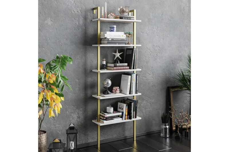 Kirjahylly Marieby - Valkoinen/Marmori - Säilytys - Hylly