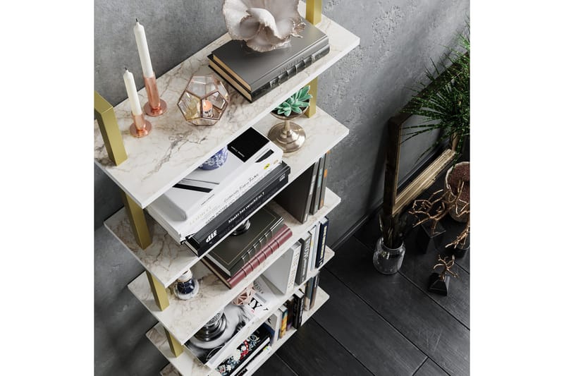 Kirjahylly Marieby - Valkoinen/Marmori - Säilytys - Hylly