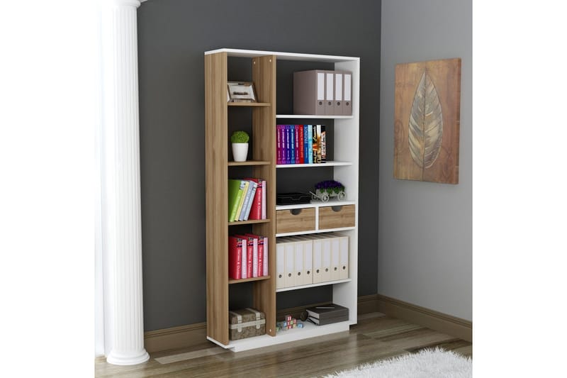 Kirjahylly Marquishia 80 cm - Valkoinen/Pähkinä - Säilytys - Hylly - Kirjahylly
