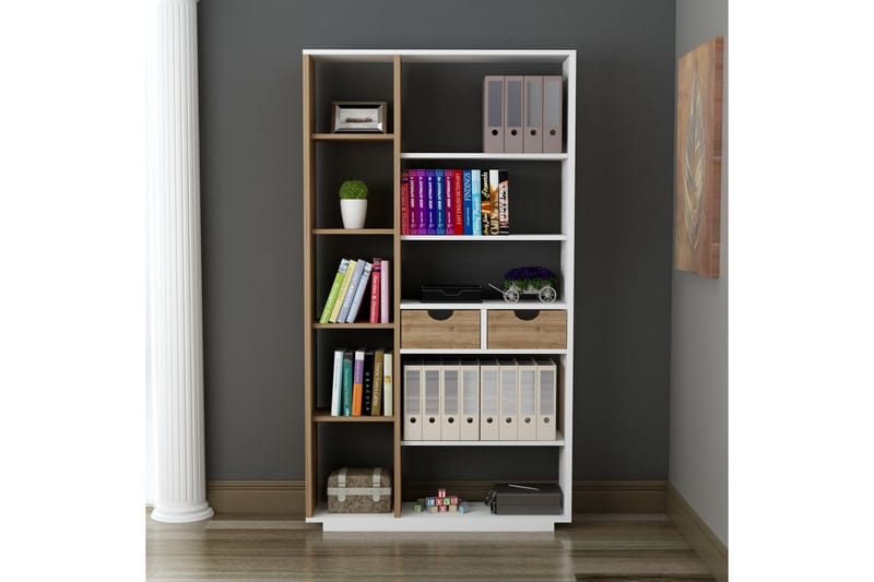 Kirjahylly Marquishia 80 cm - Valkoinen/Pähkinä - Säilytys - Hylly - Kirjahylly